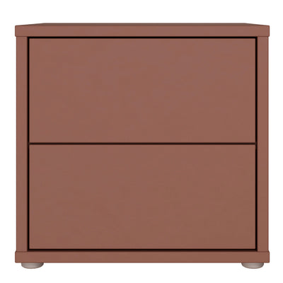 Alice Springs Low Bedside Cabinet with 2 Drawers Push-to-Open in Terracotta