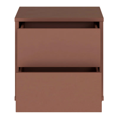 Alice Springs Low Bedside Cabinet with 2 Drawers Push-to-Open in Terracotta