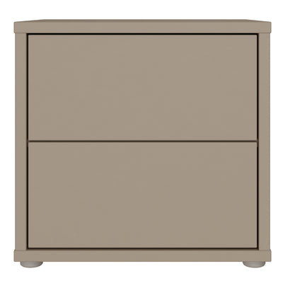 Alice Springs Low Bedside Cabinet with 2 Drawers Push-to-Open in Taupe