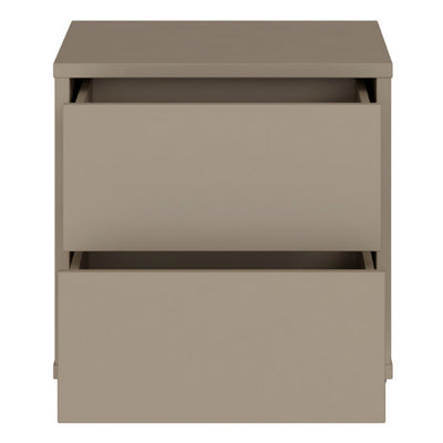 Alice Springs Low Bedside Cabinet with 2 Drawers Push-to-Open in Taupe