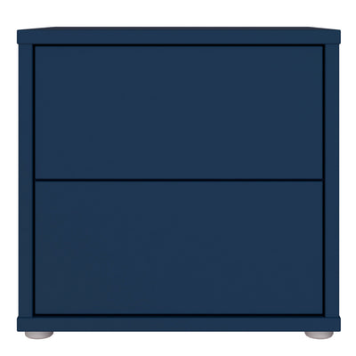 Alice Springs Low Bedside Cabinet with 2 Drawers Push-to-Open in Night Blue