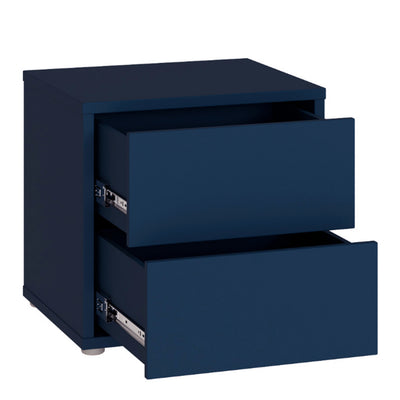 Alice Springs Low Bedside Cabinet with 2 Drawers Push-to-Open in Night Blue
