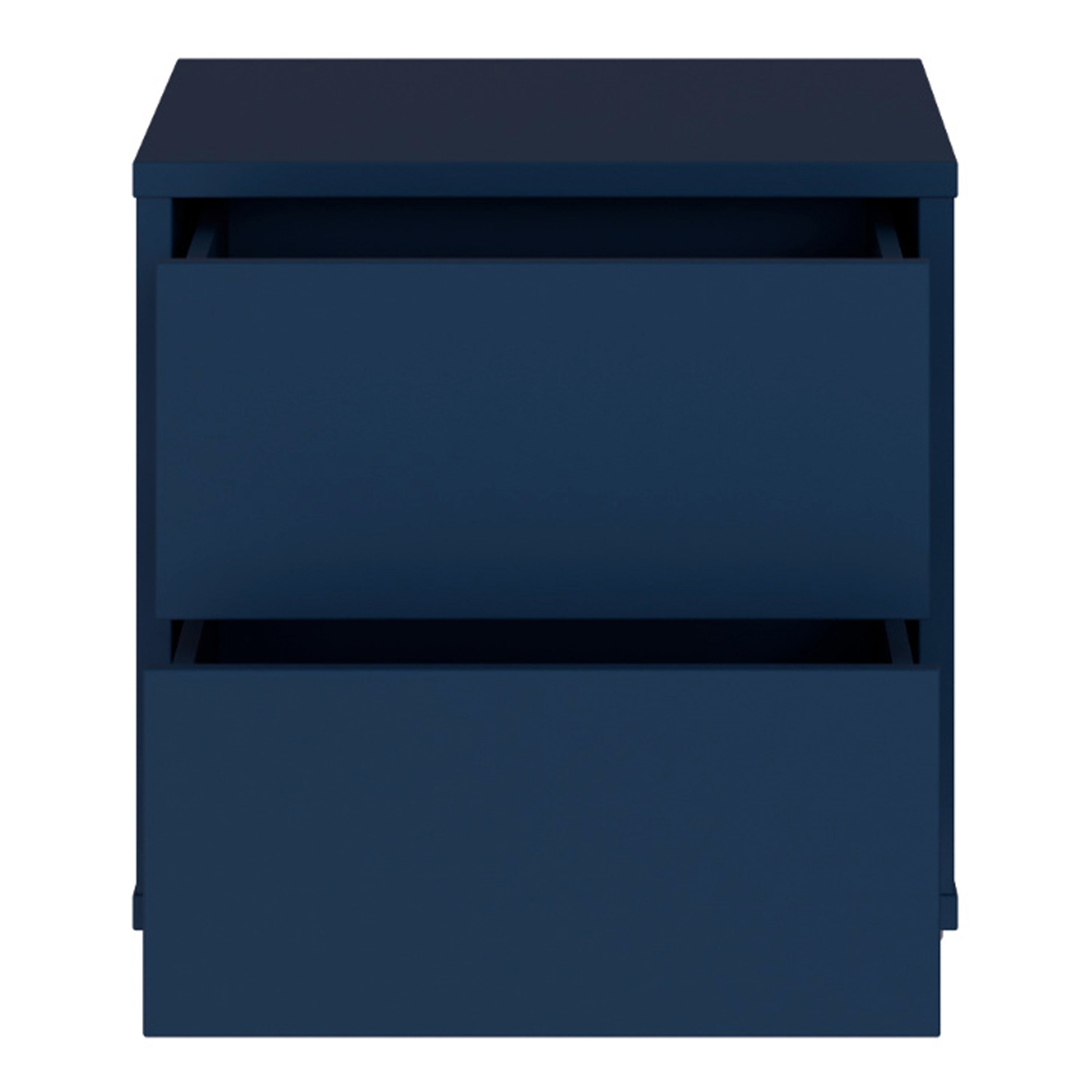 Alice Springs Low Bedside Cabinet with 2 Drawers Push-to-Open in Night Blue
