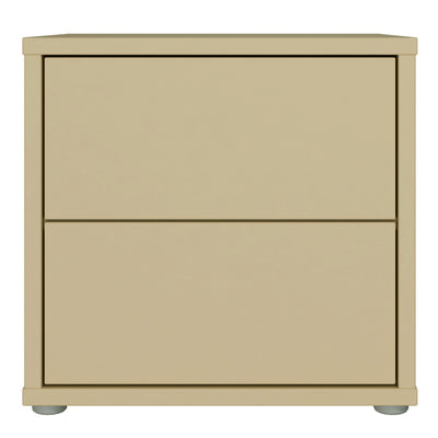 Alice Springs Low Bedside Cabinet with 2 Drawers Push-to-Open in Butter Yellow