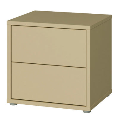 Alice Springs Low Bedside Cabinet with 2 Drawers Push-to-Open in Butter Yellow