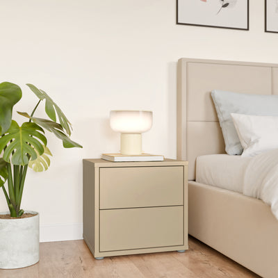 Alice Springs Low Bedside Cabinet with 2 Drawers Push-to-Open in Butter Yellow