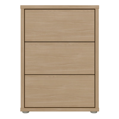 Alice Springs Bedside Cabinet with 3 Drawers Push-to-Open in Elegancia Oak