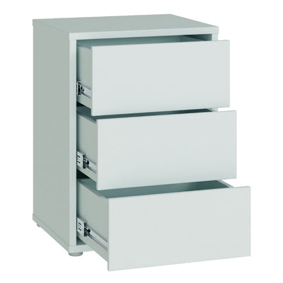 Alice Springs Bedside Cabinet with 3 Drawers Push-to-Open in Light Grey