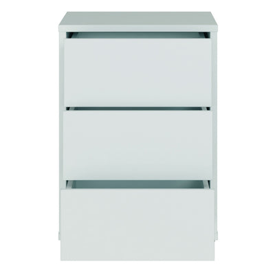 Alice Springs Bedside Cabinet with 3 Drawers Push-to-Open in Light Grey