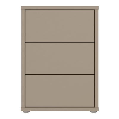 Alice Springs Bedside Cabinet with 3 Drawers Push-to-Open in Taupe