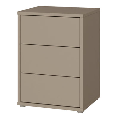 Alice Springs Bedside Cabinet with 3 Drawers Push-to-Open in Taupe