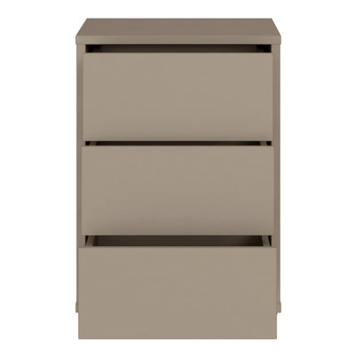 Alice Springs Bedside Cabinet with 3 Drawers Push-to-Open in Taupe