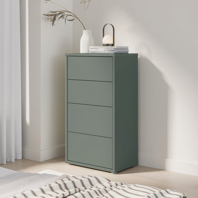 Alice Springs Tall 4 Drawer Chest with Push-to-Open Drawers in Sage Green
