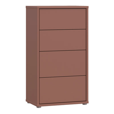 Alice Springs Tall 4 Drawer Chest with Push-to-Open Drawers in Terracotta