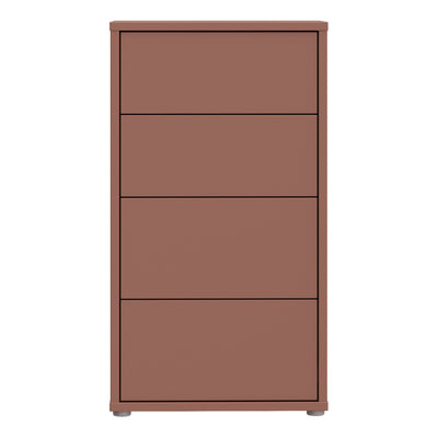 Alice Springs Tall 4 Drawer Chest with Push-to-Open Drawers in Terracotta