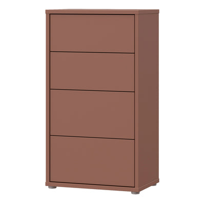 Alice Springs Tall 4 Drawer Chest with Push-to-Open Drawers in Terracotta