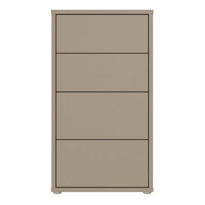 Alice Springs Tall 4 Drawer Chest with Push-to-Open Drawers in Taupe