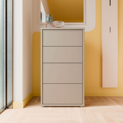 Alice Springs Tall 4 Drawer Chest with Push-to-Open Drawers in Taupe