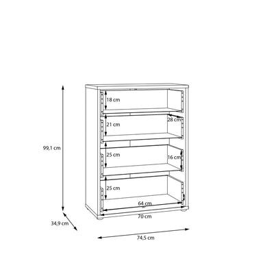 Alice Springs 4 Drawer Chest with Push-to-Open Drawers in Elegancia Oak and White