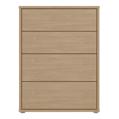 Alice Springs 4 Drawer Chest with Push-to-Open Drawers in Elegancia Oak and White