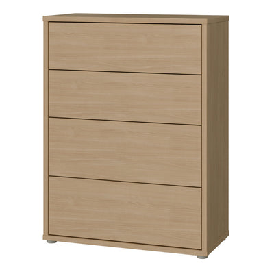 Alice Springs 4 Drawer Chest with Push-to-Open Drawers in Elegancia Oak and White