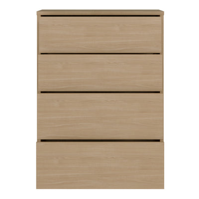 Alice Springs 4 Drawer Chest with Push-to-Open Drawers in Elegancia Oak and White
