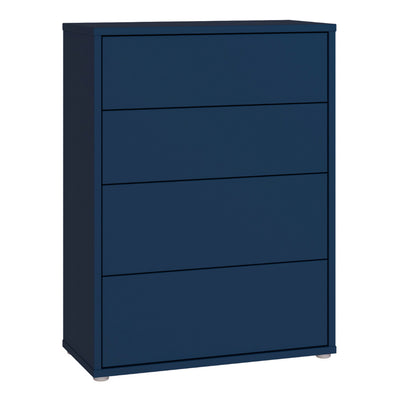 Alice Springs 4 Drawer Chest with Push-to-Open Drawers in Night Blue