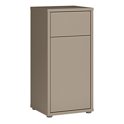 Alice Springs Low Bathroom Storage Cabinet with 1 Door Push-to-Open & 1 Drawer Push-to-Open in Taupe