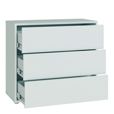 Alice Springs 3 Drawer Chest with Push-to-Open Drawers in Light Grey