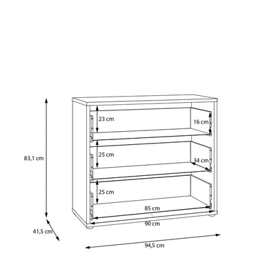 Alice Springs 3 Drawer Chest with Push-to-Open Drawers in Terracotta