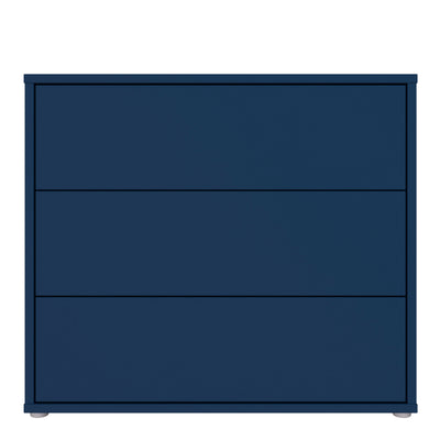 Alice Springs 3 Drawer Chest with Push-to-Open Drawers in Night Blue and White