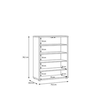 Alice Springs Shoe Cabinet with 2 Doors Push-to-Open in Elegancia Oak