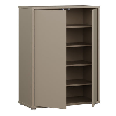 Alice Springs Shoe Cabinet with 2 Doors Push-to-Open in Taupe