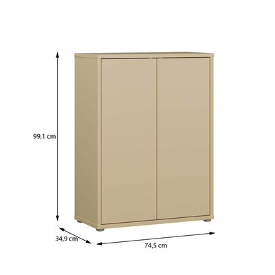 Alice Springs Shoe Cabinet with 2 Doors Push-to-Open in Butter Yellow