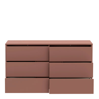 Alice Springs 6 Drawer Wide Chest with Push-to-Open Drawers in Terracotta