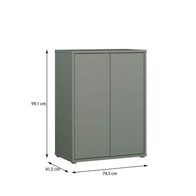 Alice Springs Tall 2 Door Cupboard with Push-to-Open Doors in Sage Green