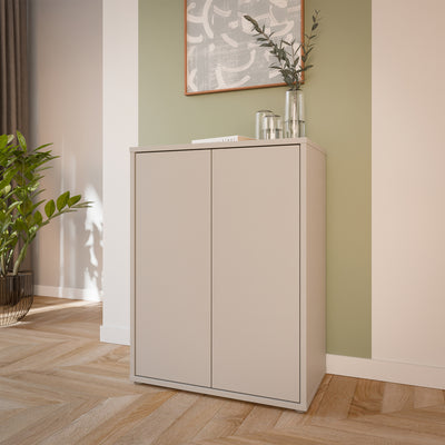 Alice Springs Tall 2 Door Cupboard with Push-to-Open Doors in Sand