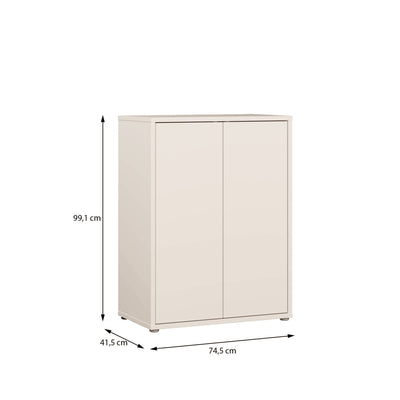 Alice Springs Tall 2 Door Cupboard with Push-to-Open Doors in Sand