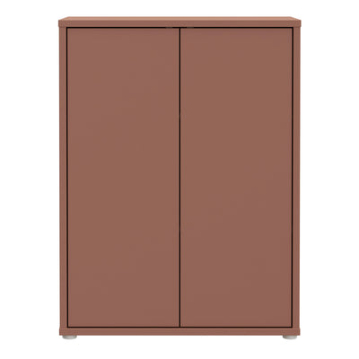 Alice Springs Tall 2 Door Cupboard with Push-to-Open Doors in Terracotta