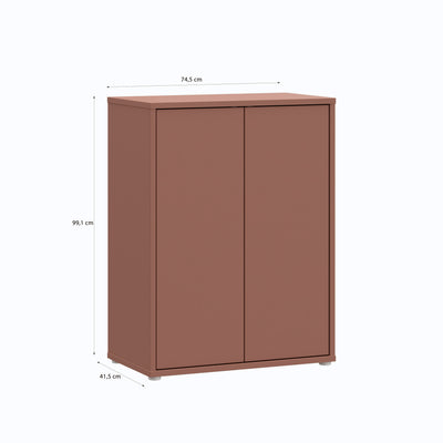 Alice Springs Tall 2 Door Cupboard with Push-to-Open Doors in Terracotta
