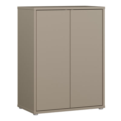 Alice Springs Tall 2 Door Cupboard with Push-to-Open Doors in Taupe