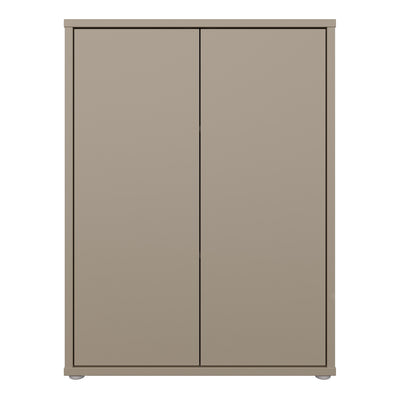 Alice Springs Tall 2 Door Cupboard with Push-to-Open Doors in Taupe