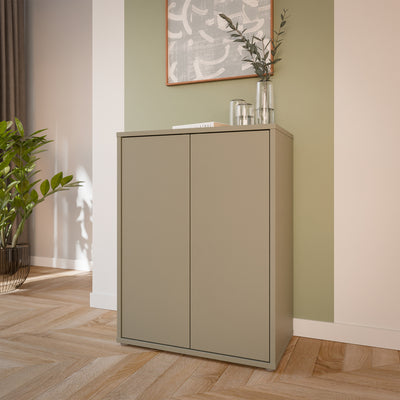 Alice Springs Tall 2 Door Cupboard with Push-to-Open Doors in Taupe