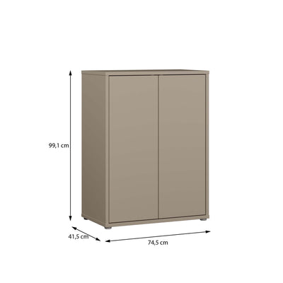 Alice Springs Tall 2 Door Cupboard with Push-to-Open Doors in Taupe