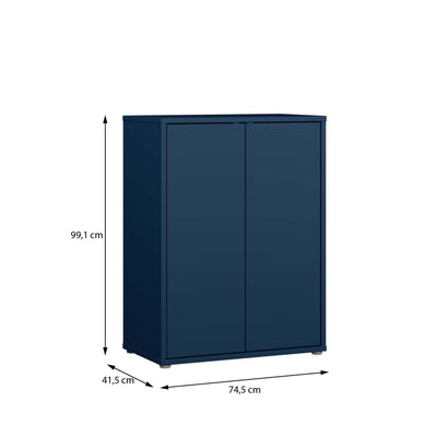 Alice Springs Tall 2 Door Cupboard with Push-to-Open Doors in Night Blue