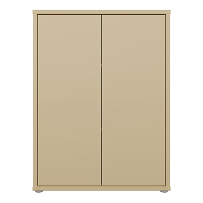 Alice Springs Tall 2 Door Cupboard with Push-to-Open Doors in Butter Yellow