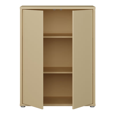Alice Springs Tall 2 Door Cupboard with Push-to-Open Doors in Butter Yellow