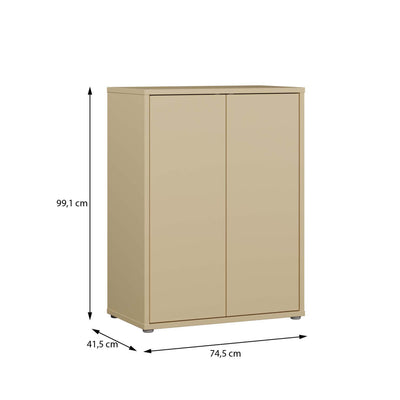 Alice Springs Tall 2 Door Cupboard with Push-to-Open Doors in Butter Yellow