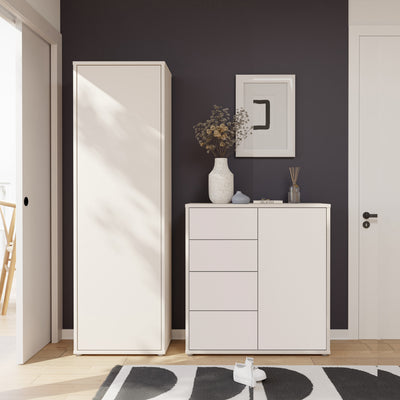 Alice Springs Storage Unit with 4 Drawers & 1 Door with Push-to-Open in Sand