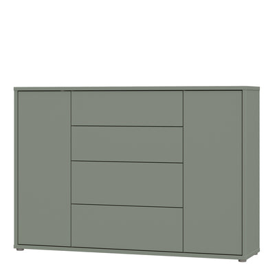 Alice Springs Wide Sideboard with 4 Drawers & 2 Doors with Push-to-Open in Sage Green